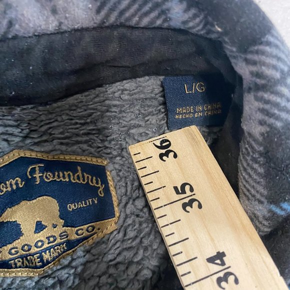 Freedom Foundry Button Up Sherpa Lined Flannel Black Blue Lumber Jack Plaid L - Picture 5 of 9